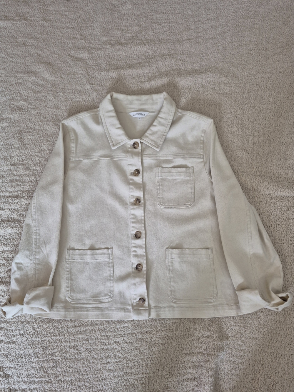 Northern Reflections Cream Button-Front Jean Jacket - Picture 10 of 10